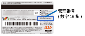 au PAY プリペイドカード裏面　管理番号