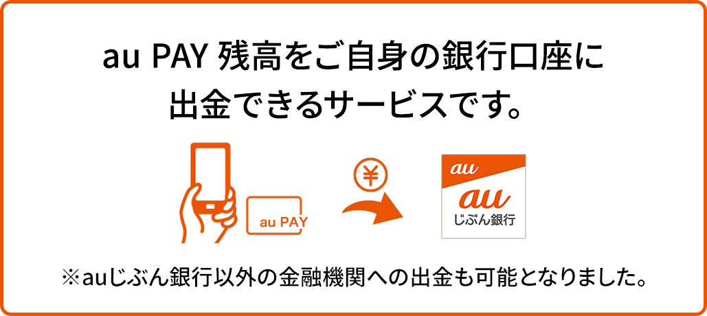 au PAY 残高をご自身の銀行口座に出金できるサービスです。